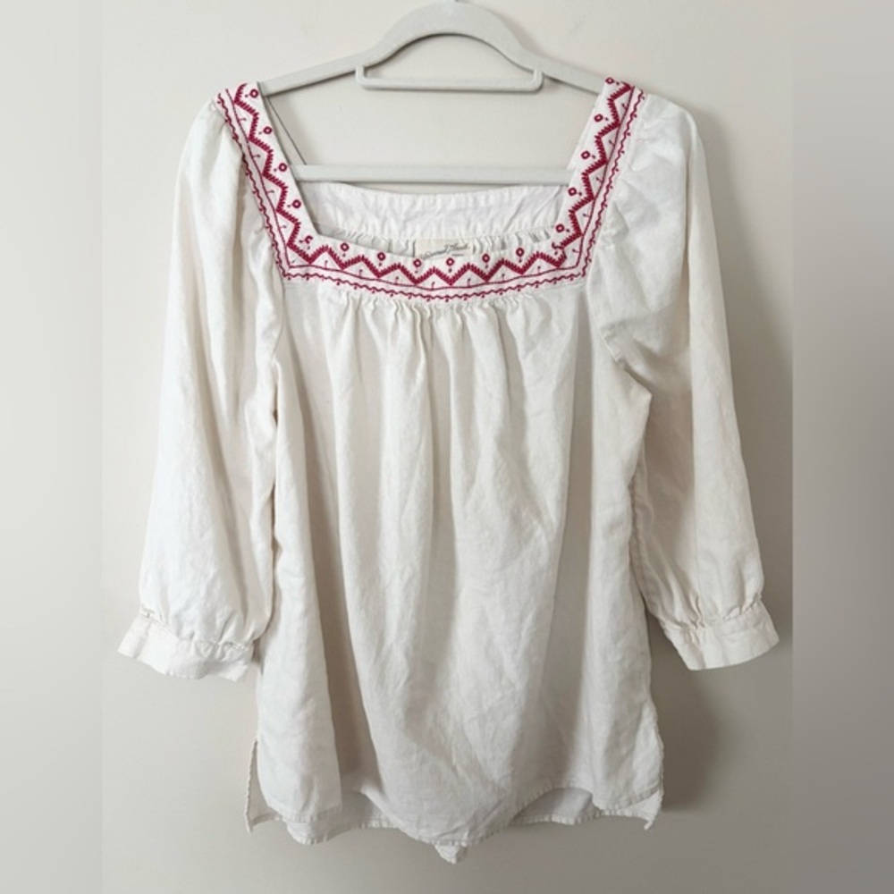 Universal‎ Thread Linen Blend Embroidered Oversized Top